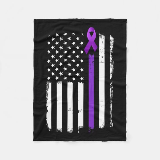 Epilepsie Awareness American Flag Lila Day Ribbon Fleecedecke (Vorderseite)