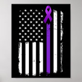 Epilepsie Awareness American Flag Lila Day Ribbon Poster (Vorne)
