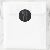 Epilepsie Awareness American Flag Lila Day Ribbon Runder Aufkleber (Tasche)