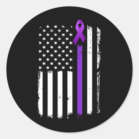 Epilepsie Awareness American Flag Lila Day Ribbon Runder Aufkleber (Vorderseite)