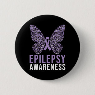 Epilepsie Awareness Butterfly Ribbon Button