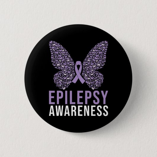 Epilepsie Awareness Butterfly Ribbon Button (Vorderseite)