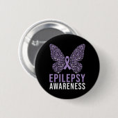 Epilepsie Awareness Butterfly Ribbon Button (Vorne & Hinten)