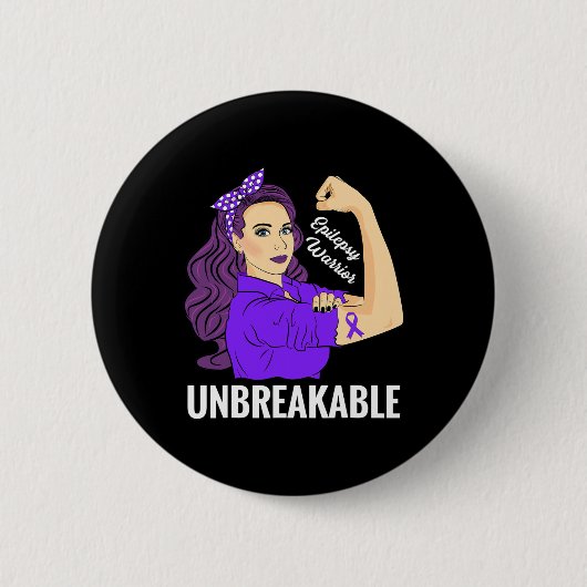 Epilepsie Awareness Epileptic Lila Ribbon Warrio Button (Vorderseite)