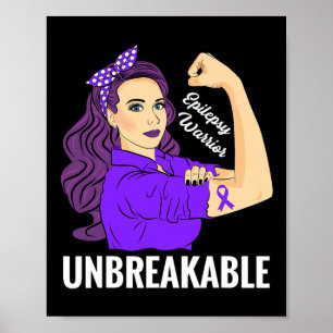 Epilepsie Awareness Epileptic Lila Ribbon Warrior Poster