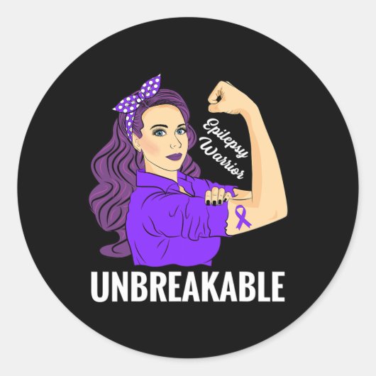 Epilepsie Awareness Epileptic Lila Ribbon Warrior Runder Aufkleber (Vorderseite)