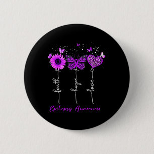 Epilepsie Awareness Faith Hope Liebe Leopard Sunfl Button