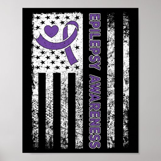 Epilepsie Awareness Flag Lila Ribbon Epilepsie Kri Poster (Vorne)
