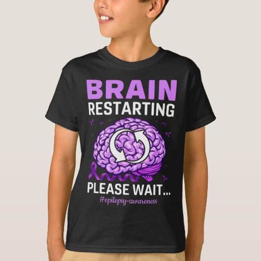 Epilepsie Awareness Funny Brain Neustart Bitte W T-Shirt (Vorderseite)