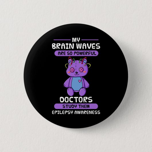 Epilepsie Awareness Lila Epileptic Brain Epilepsi Button (Vorderseite)