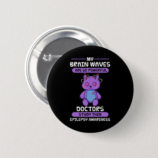 Epilepsie Awareness Lila Epileptic Brain Epilepsi Button (Vorne & Hinten)