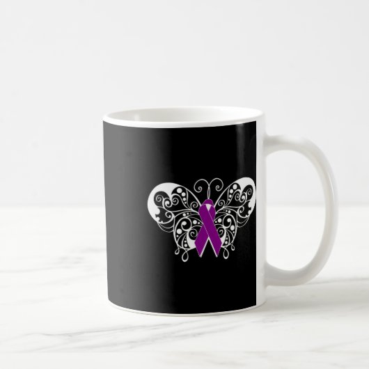 Epilepsie Awareness Lila Ribbon Butterfly 2 Kaffeetasse (Rechts)