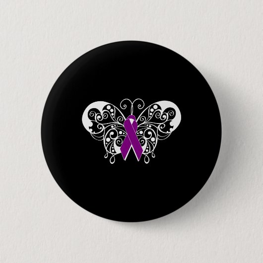 Epilepsie Awareness Lila Ribbon Butterfly Button (Vorderseite)