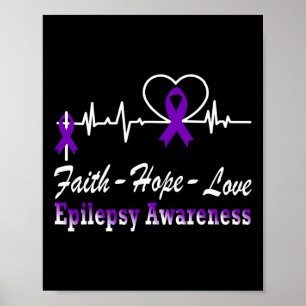 Epilepsie Awareness Lila Ribbon Epilepsy Christian Poster