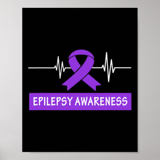 Epilepsie Awareness Lila Ribbon Heartbeat Kinder u Poster
