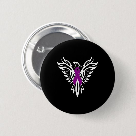 Epilepsie Awareness Lila Ribbon Phoenix Button (Vorne & Hinten)
