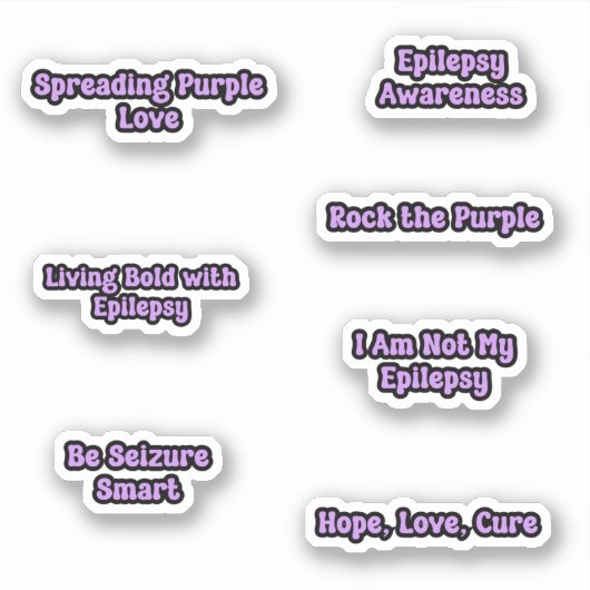 Epilepsie Awareness Lila Text Sticker Pack (Vorderseite)