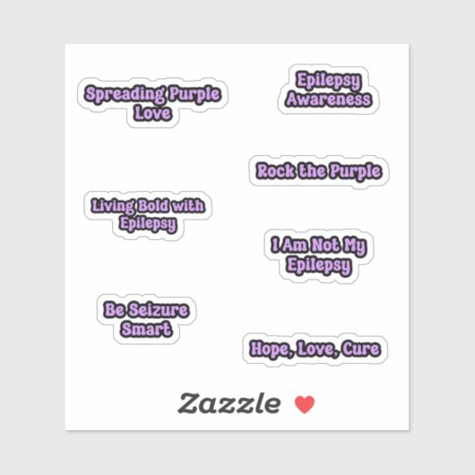 Epilepsie Awareness Lila Text Sticker Pack (Blatt)