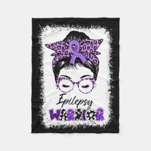 Epilepsie Awareness Messy Bun Warrior Leopard Bynd Fleecedecke