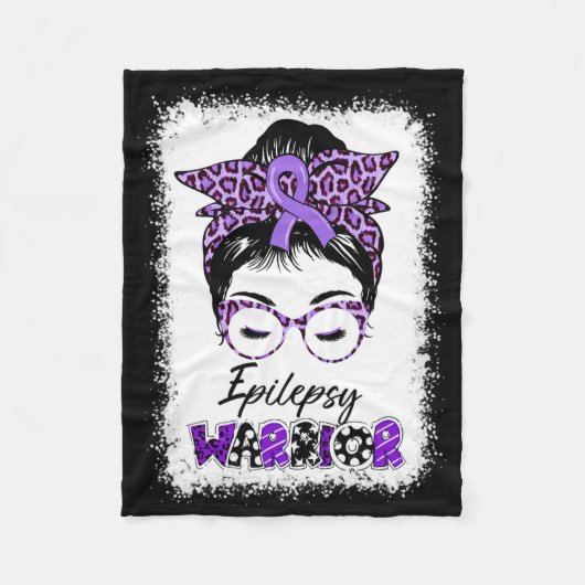 Epilepsie Awareness Messy Bun Warrior Leopard Bynd Fleecedecke (Vorderseite)