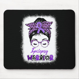 Epilepsie Awareness Messy Bun Warrior Leopard Bynd Mousepad