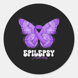 Epilepsie Awareness Montag Lila Ribbon Butterfly Runder Aufkleber
