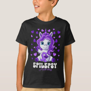 Epilepsie Awareness Month Lila Ribbon Unicorn T-Shirt