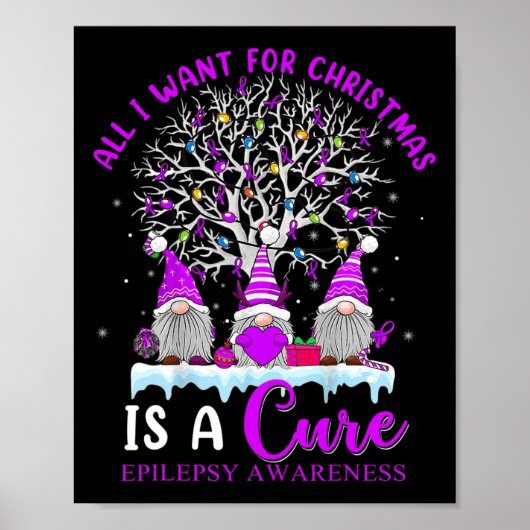 Epilepsie Awareness Ornament Weihnachtsbaum Gnomes Poster (Vorne)