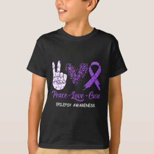 Epilepsie Awareness Peace Liebe Cure Leopard T-Shirt