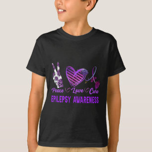 Epilepsie Awareness Peace Liebe Heilung Lila Gesch T-Shirt