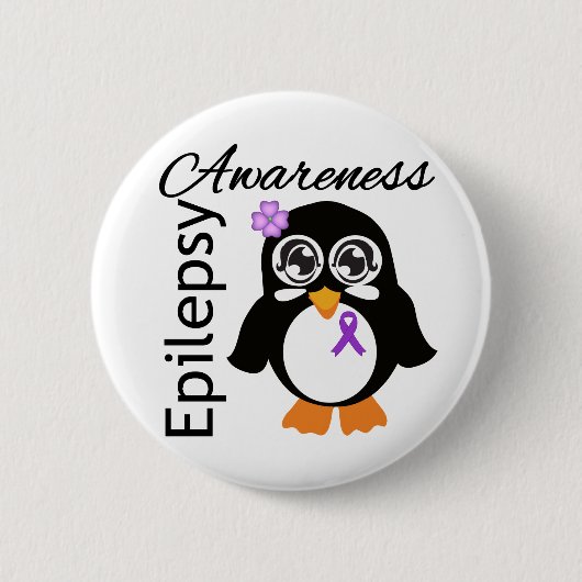 Epilepsie Awareness Penguin Button (Vorderseite)