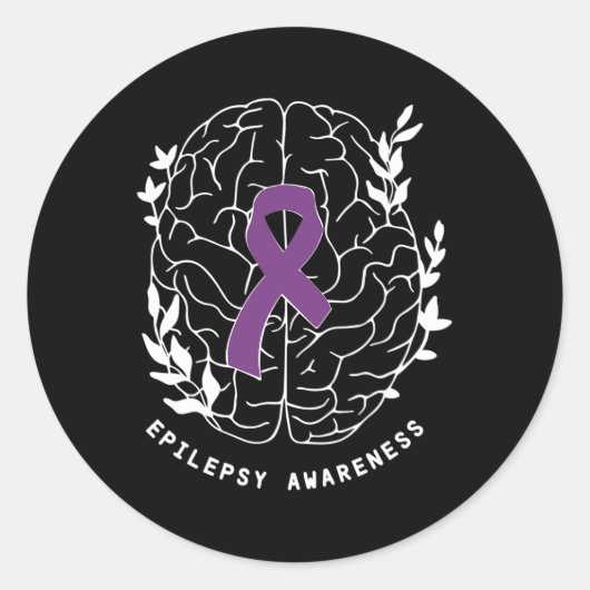Epilepsie Awareness Ribbon Lila Epilepsie Brain Gr Runder Aufkleber (Vorderseite)