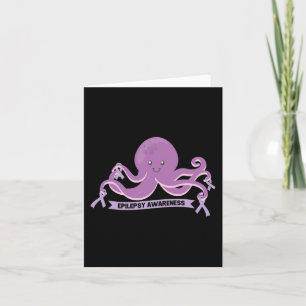 Epilepsie Awareness Ribbon Octopus Karte