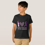 Epilepsie Awareness Ribbon Peace Liebe Cure T-Shirt (Vorne ganz)