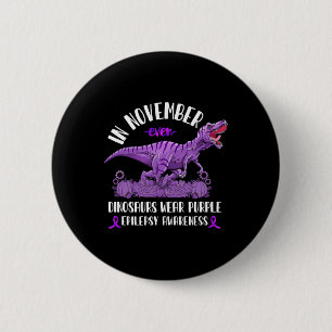 Epilepsie Awareness Ribbon T-Rex November Dinosaur Button