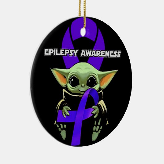 Epilepsie Awareness Shirt Keramik Ornament (Rechts)