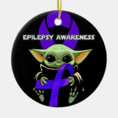 Epilepsie Awareness Shirt Keramik Ornament (Vorne)