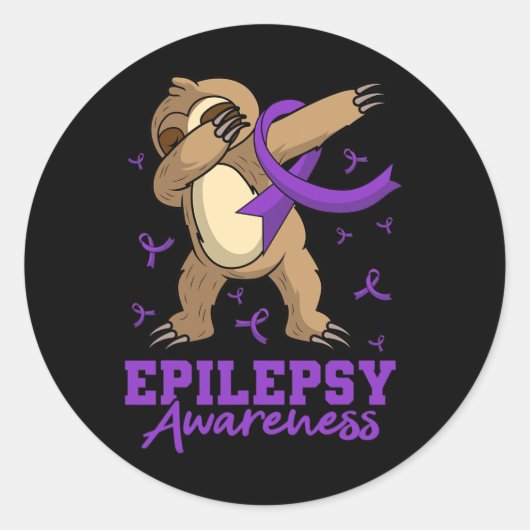 Epilepsie Awareness Sloth Dabbing Epileptische Epi Runder Aufkleber (Vorderseite)