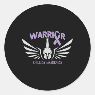 Epilepsie Awareness Warrior Ribbon Runder Aufkleber
