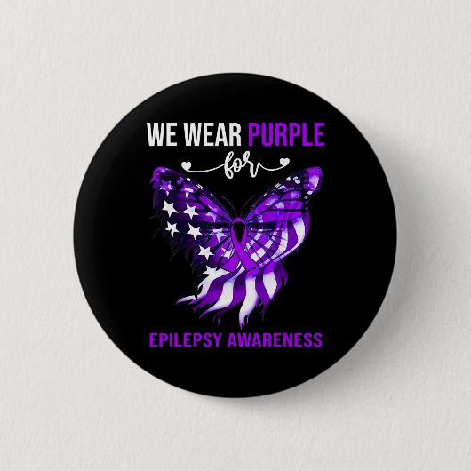 Epilepsie Bewusstsein 4. Juli Lila Schmetterling Button (Vorderseite)