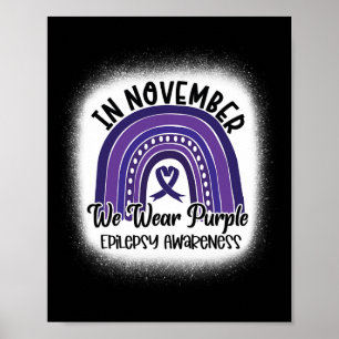 Epilepsie Bewusstsein gebleicht Rainbow Lila Ribbo Poster