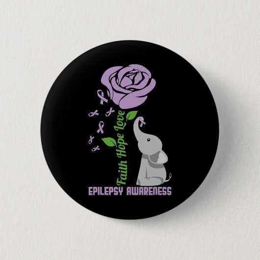 Epilepsie Bewusstsein Glaube Hoffnung Liebe Blume Button (Vorderseite)