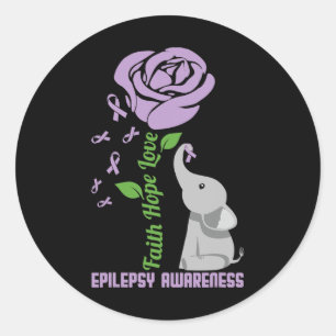 Epilepsie-Bewusstsein Glaube Hoffnung Liebe Blume Runder Aufkleber