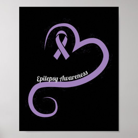 Epilepsie Bewusstsein Herz Ribbon Poster (Vorne)