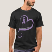 Epilepsie Bewusstsein Herz Ribbon T-Shirt (Vorderseite)
