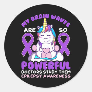 Epilepsie Bewusstsein Niedlich Unicorn Lila Ribbon Runder Aufkleber