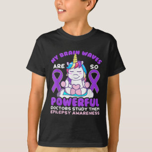 Epilepsie Bewusstsein Niedlich Unicorn Lila Ribbon T-Shirt