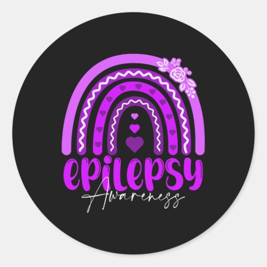 Epilepsie-Bewusstsein-Regenbogen Lila .co Runder Aufkleber (Vorderseite)