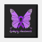 Epilepsie Bewusstsein Schmetterling Lila Ribbon-Ep Magnet (Vorne)