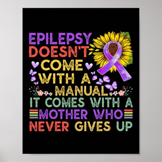 Epilepsie Bewusstsein Sonnenblumen Krieger lila Vi Poster (Vorne)